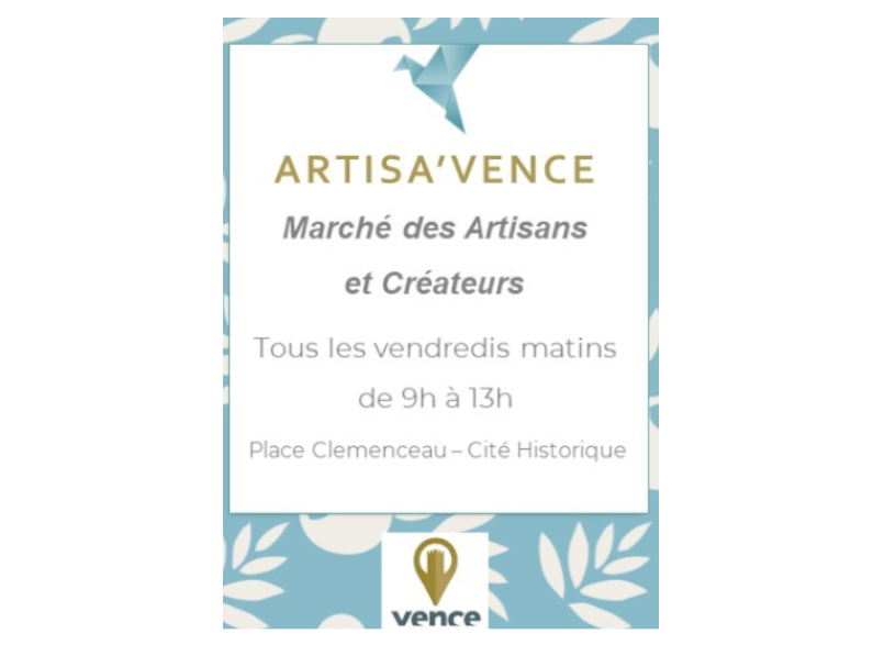 La Ville de Vence lance Artisa’Vence Marché des Artisans et Créateurs